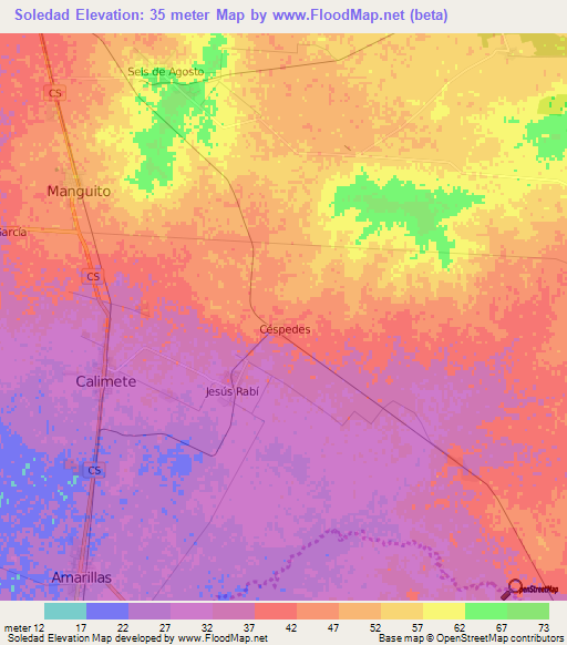Soledad,Cuba Elevation Map