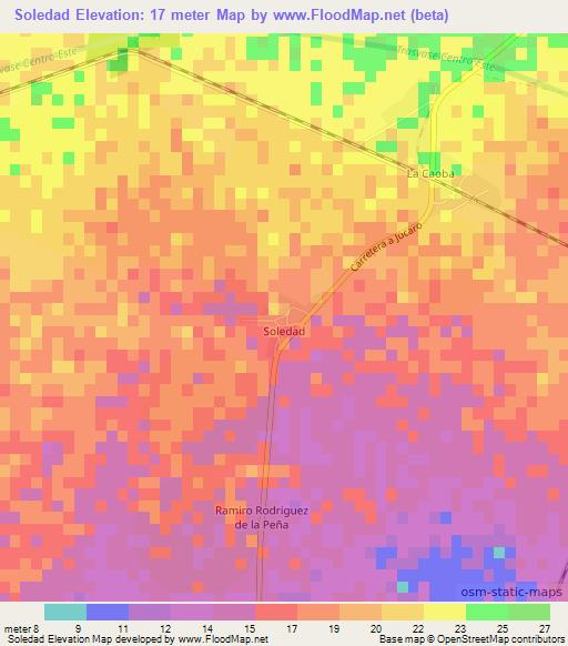 Soledad,Cuba Elevation Map