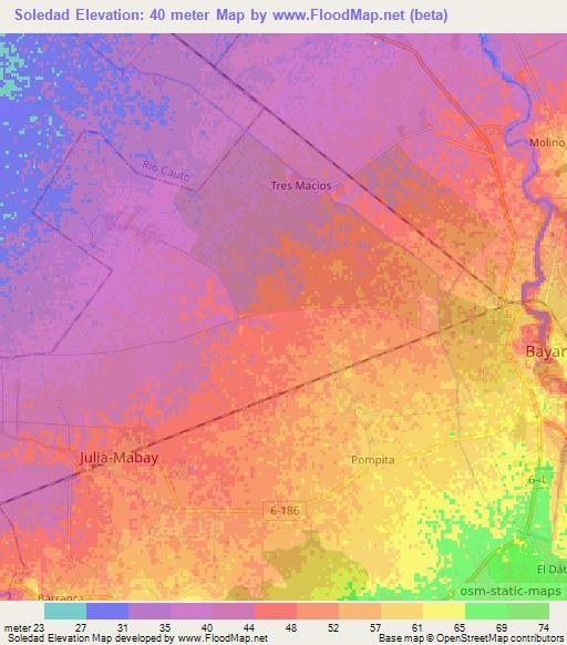 Soledad,Cuba Elevation Map