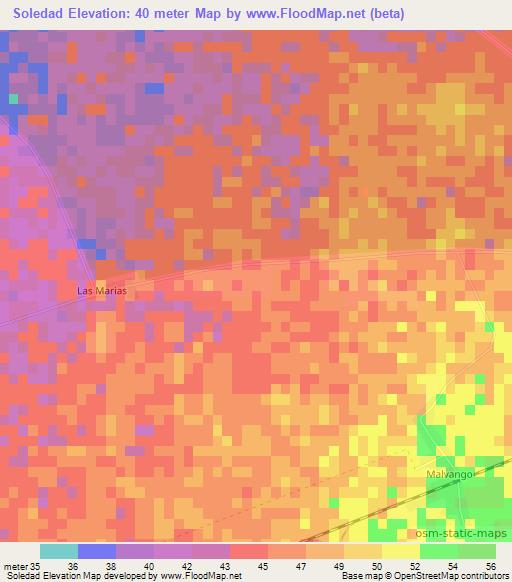 Soledad,Cuba Elevation Map