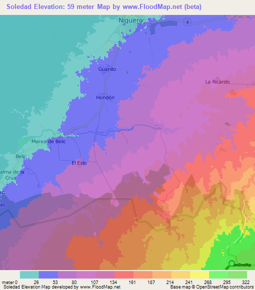 Soledad,Cuba Elevation Map