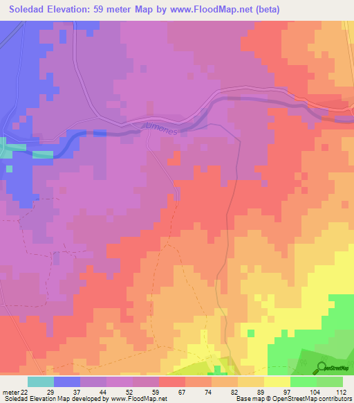 Soledad,Cuba Elevation Map