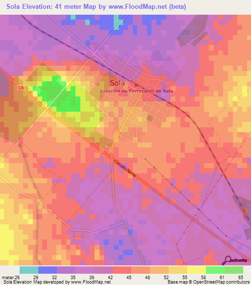 Sola,Cuba Elevation Map