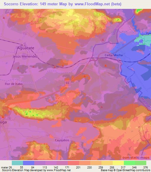 Socorro,Cuba Elevation Map