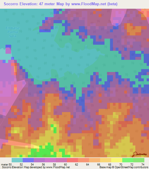 Socorro,Cuba Elevation Map