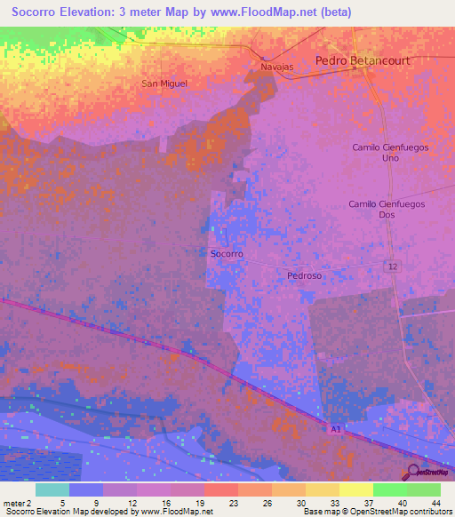 Socorro,Cuba Elevation Map