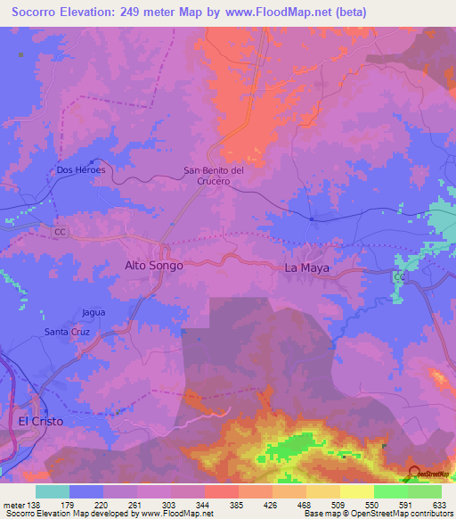Socorro,Cuba Elevation Map