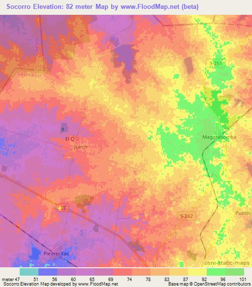Socorro,Cuba Elevation Map