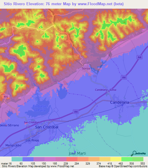 Sitio Rivero,Cuba Elevation Map