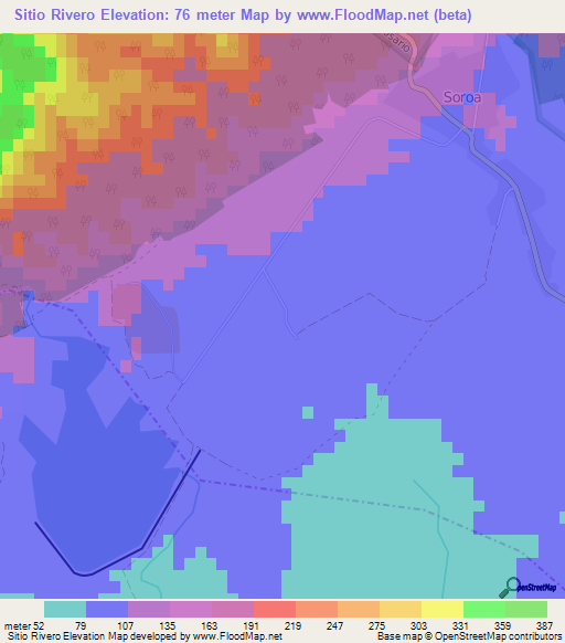 Sitio Rivero,Cuba Elevation Map