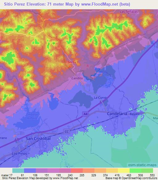 Sitio Perez,Cuba Elevation Map