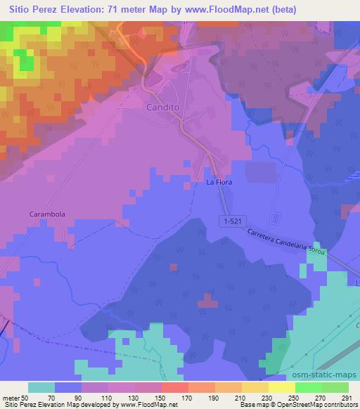 Sitio Perez,Cuba Elevation Map