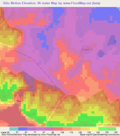 Sitio Molina,Cuba Elevation Map