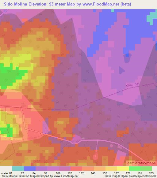 Sitio Molina,Cuba Elevation Map