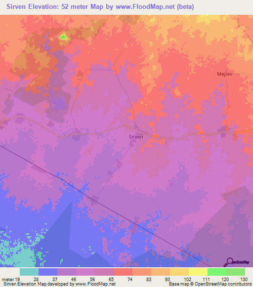 Sirven,Cuba Elevation Map