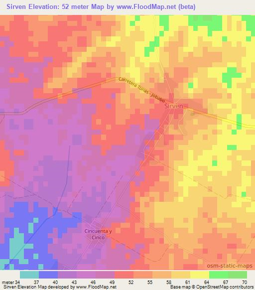 Sirven,Cuba Elevation Map