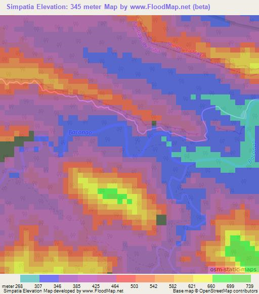 Simpatia,Cuba Elevation Map