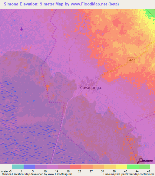 Simona,Cuba Elevation Map