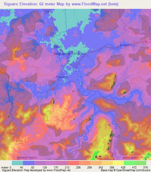 Siguaro,Cuba Elevation Map