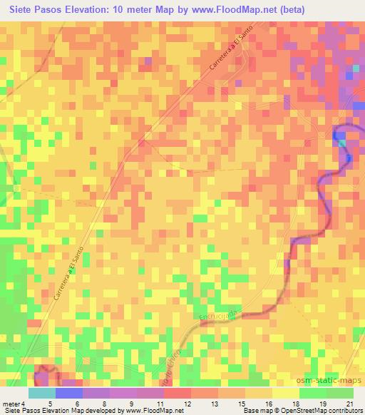 Siete Pasos,Cuba Elevation Map