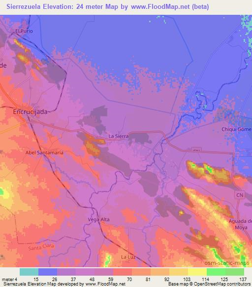 Sierrezuela,Cuba Elevation Map