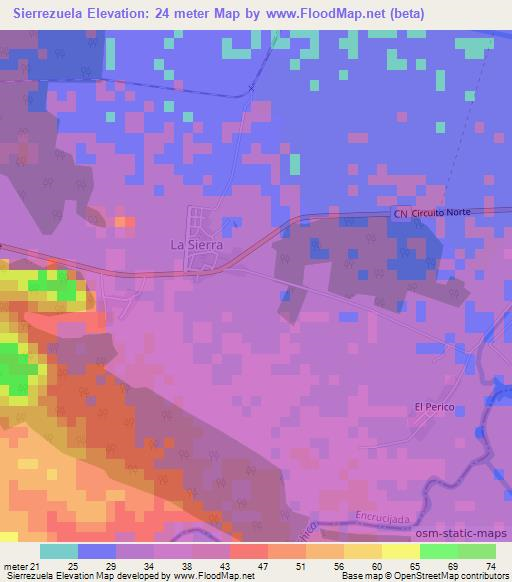 Sierrezuela,Cuba Elevation Map