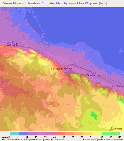 Sierra Morena,Cuba Elevation Map