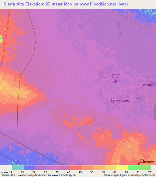 Sierra Alta,Cuba Elevation Map