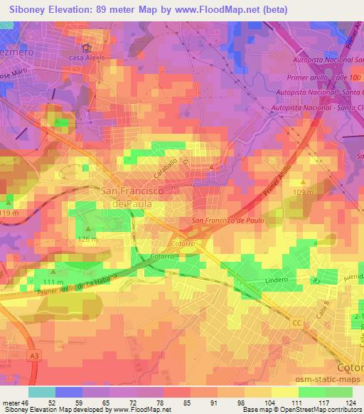 Siboney,Cuba Elevation Map