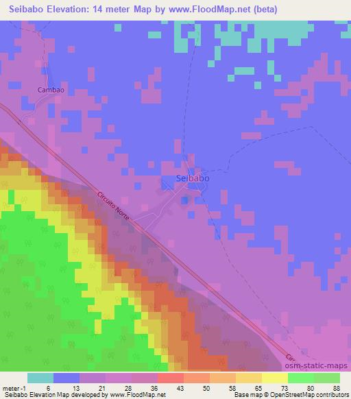 Seibabo,Cuba Elevation Map