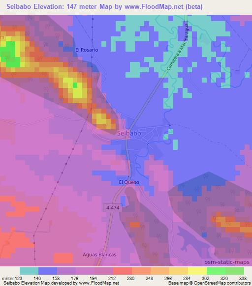 Seibabo,Cuba Elevation Map