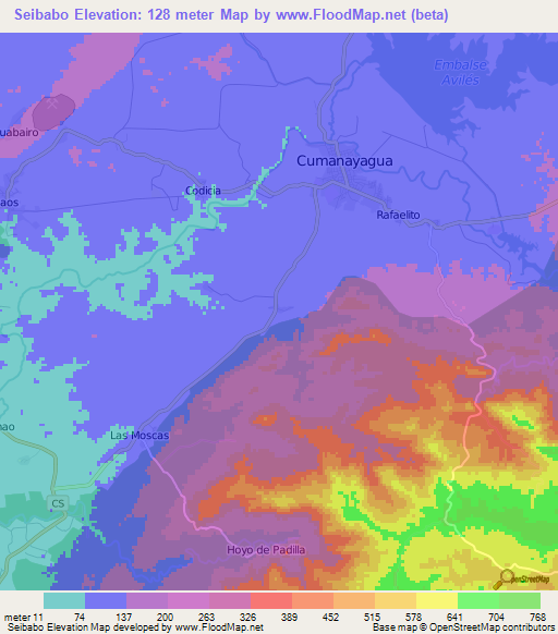 Seibabo,Cuba Elevation Map