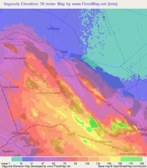 Segurola,Cuba Elevation Map