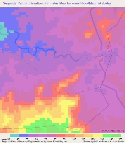 Segunda Palma,Cuba Elevation Map