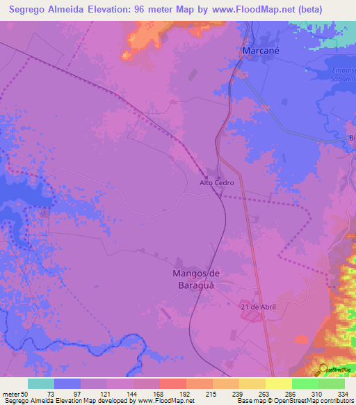 Segrego Almeida,Cuba Elevation Map