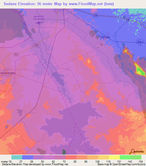 Sedane,Cuba Elevation Map