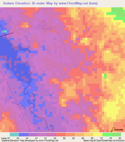Sedane,Cuba Elevation Map