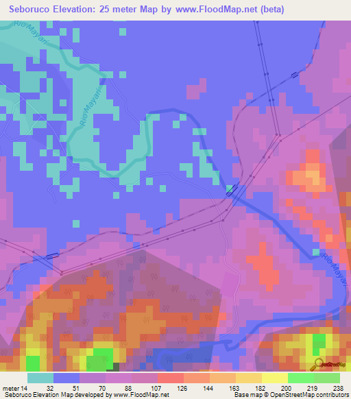 Seboruco,Cuba Elevation Map