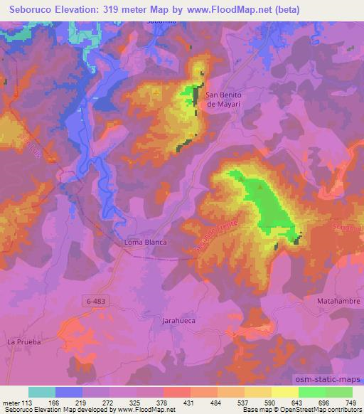 Seboruco,Cuba Elevation Map
