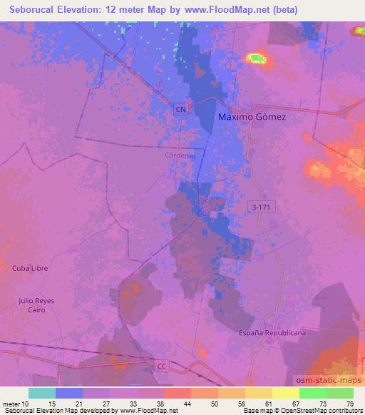 Seborucal,Cuba Elevation Map