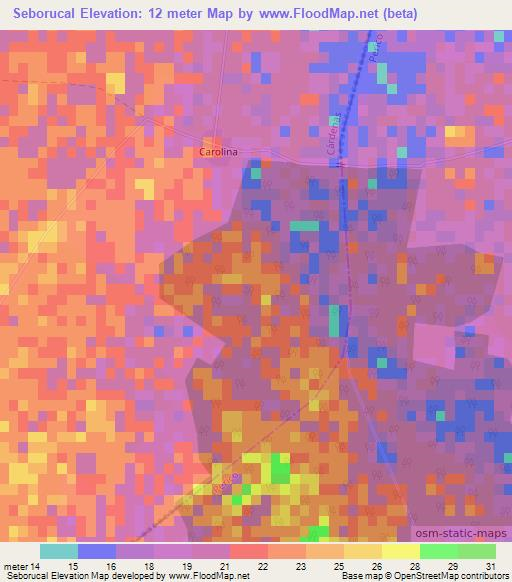 Seborucal,Cuba Elevation Map
