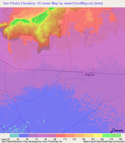 Sao Piedra,Cuba Elevation Map