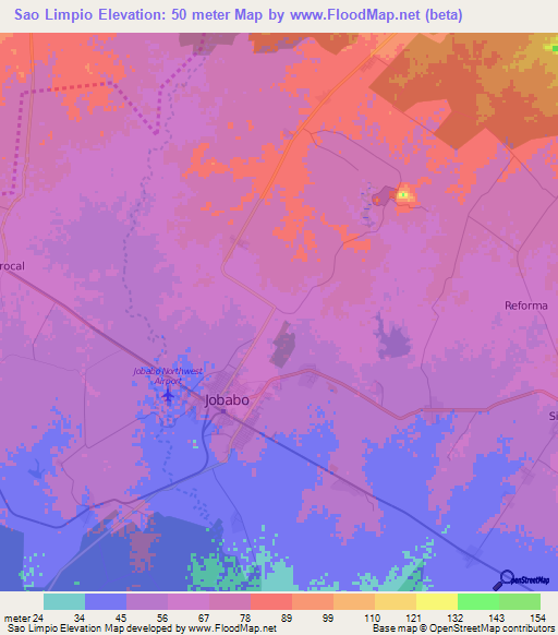 Sao Limpio,Cuba Elevation Map