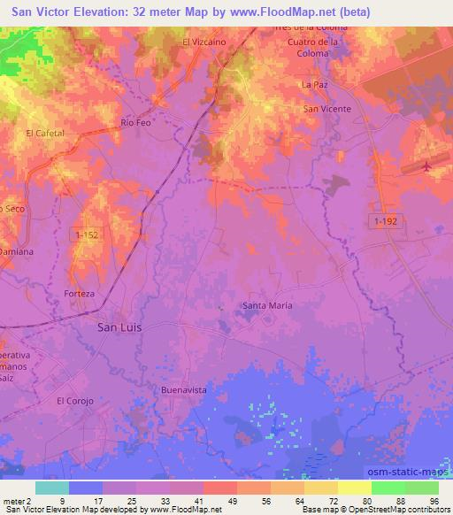 San Victor,Cuba Elevation Map