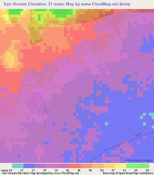 San Vicente,Cuba Elevation Map
