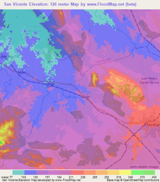 San Vicente,Cuba Elevation Map