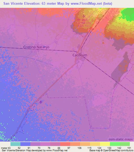 San Vicente,Cuba Elevation Map