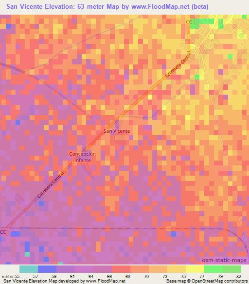 San Vicente,Cuba Elevation Map