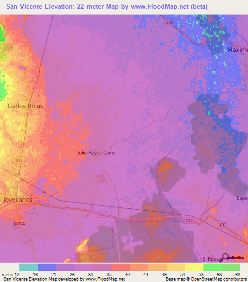 San Vicente,Cuba Elevation Map