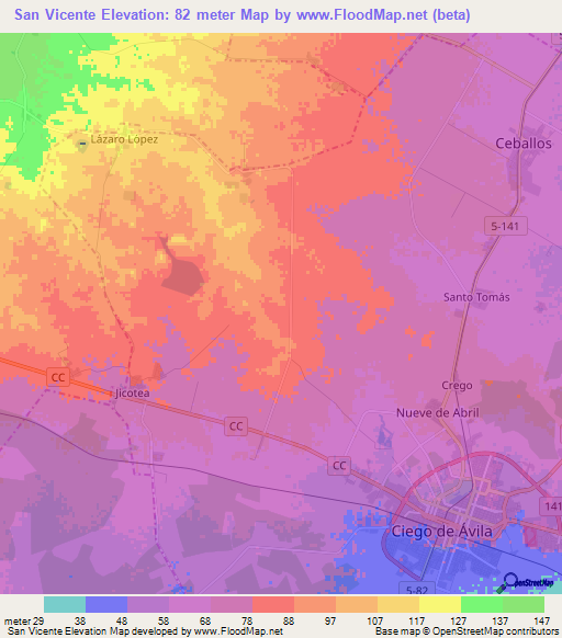 San Vicente,Cuba Elevation Map